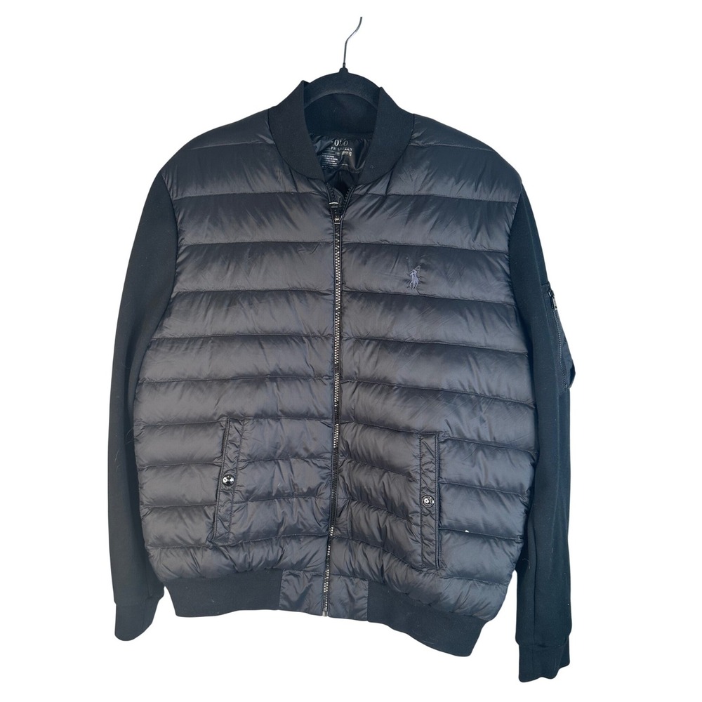 Polo Ralph Lauren Men's Black Hybrid Quilted Performance Bomber Jacket Size M